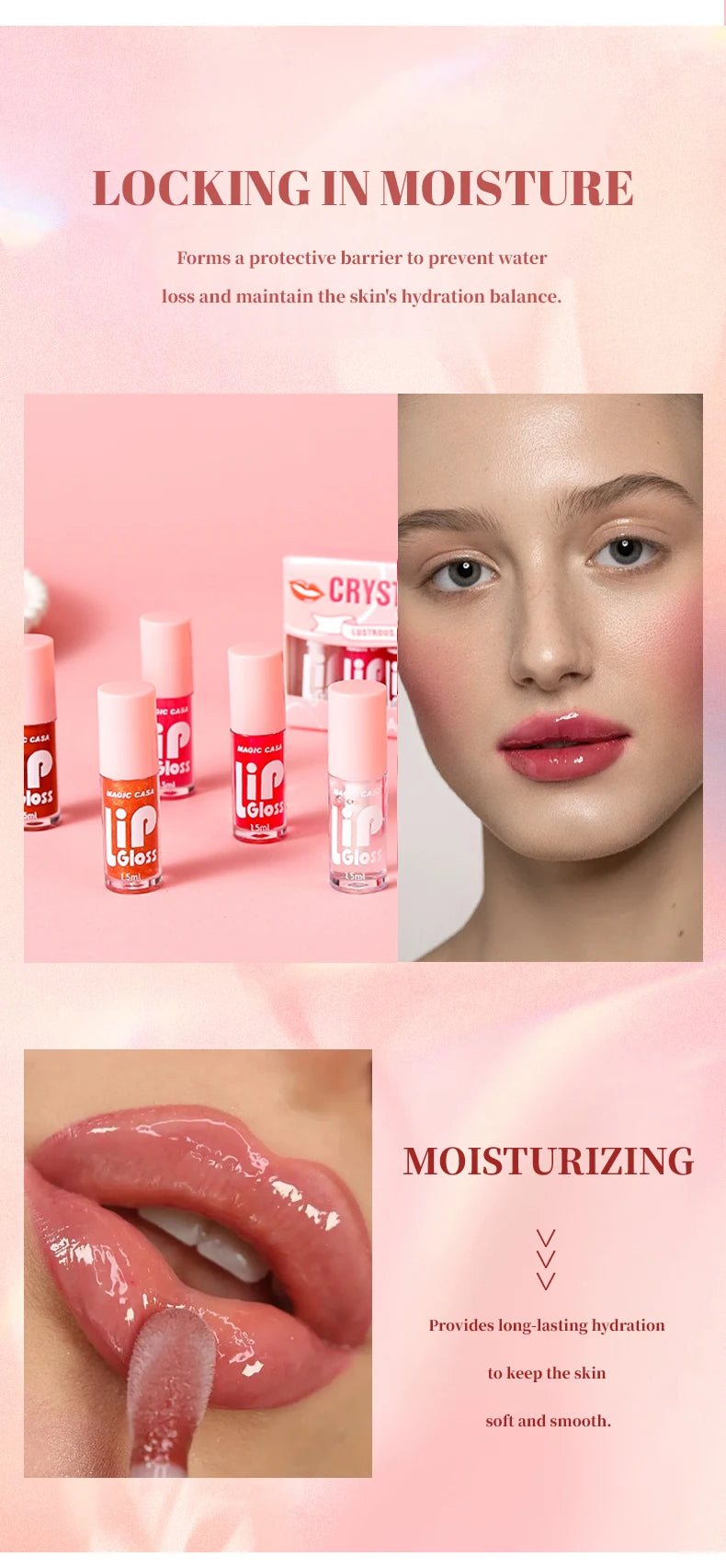 MAGIC CASA 6pcs/set Small bottle Hydrating Jelly Lip Oil long-lasting Moisturizing smooth shimmering Lip Hydrating Liquid