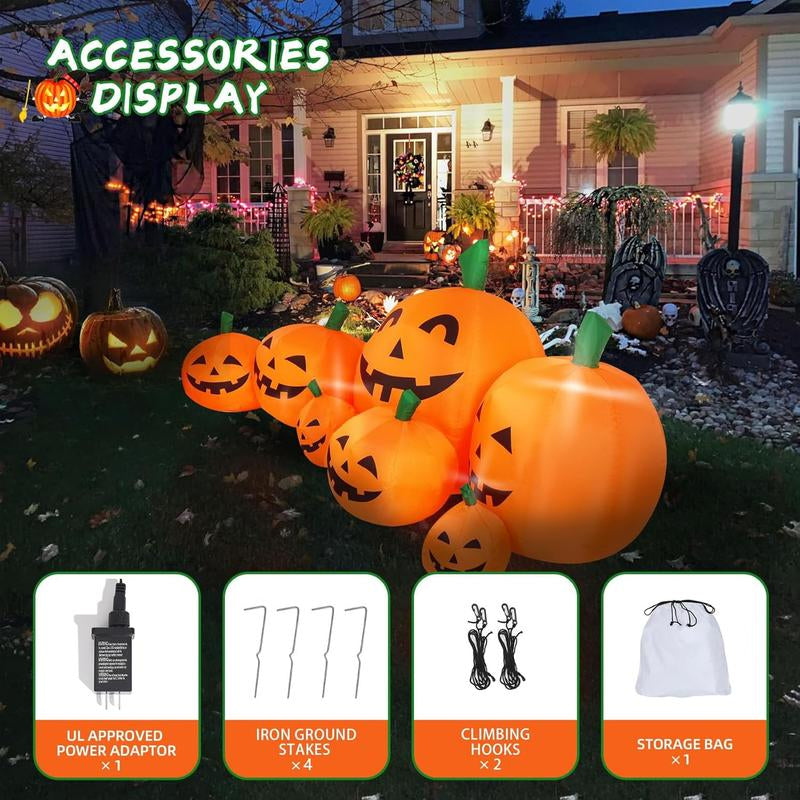 Outvita 7Ft Classic 7Pcs LED String Lights 7Pcs Pumpkin Inflatable Halloween Decoration
