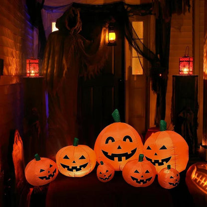 Outvita 7Ft Classic 7Pcs LED String Lights 7Pcs Pumpkin Inflatable Halloween Decoration