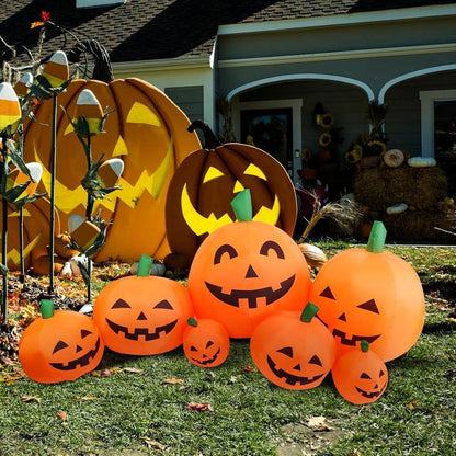 Outvita 7Ft Classic 7Pcs LED String Lights 7Pcs Pumpkin Inflatable Halloween Decoration