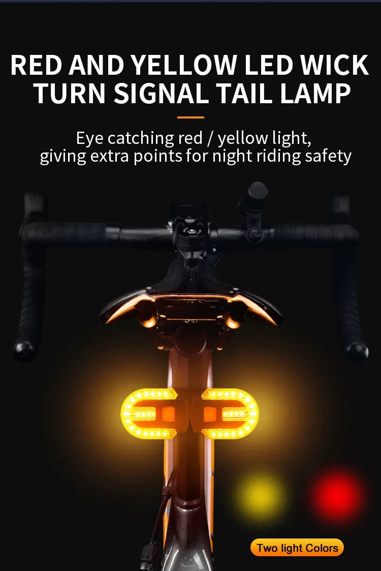 Bike Turn Signal Rear Light USB Rechargeable Wireless Back LED Scooter Tail Light Wireless Warning Taillight Cycling Accessories