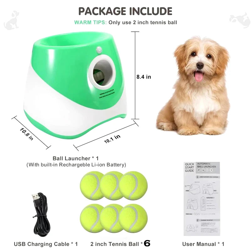 Automatic Dog Tennis Ball Launcher Dogs Chase Toys Automatic Fun Interactive Machine Fun Interactive Rechargable Catapult 6 Ball