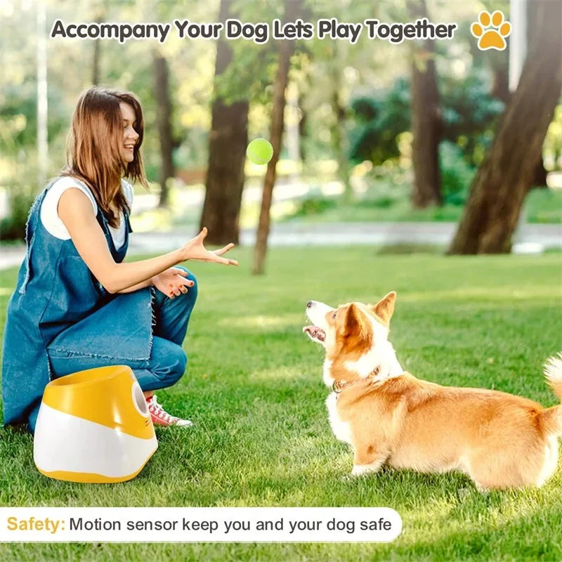 Automatic Dog Tennis Ball Launcher Dogs Chase Toys Automatic Fun Interactive Machine Fun Interactive Rechargable Catapult 6 Ball