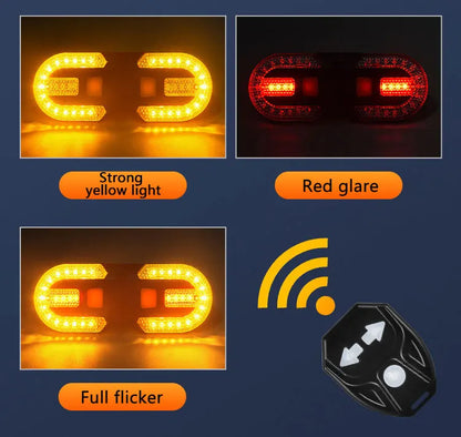 Bike Turn Signal Rear Light USB Rechargeable Wireless Back LED Scooter Tail Light Wireless Warning Taillight Cycling Accessories
