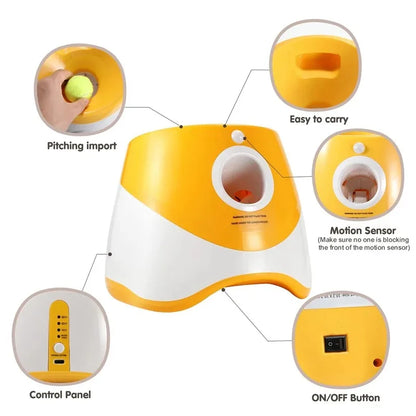 Automatic Dog Tennis Ball Launcher Dogs Chase Toys Automatic Fun Interactive Machine Fun Interactive Rechargable Catapult 6 Ball