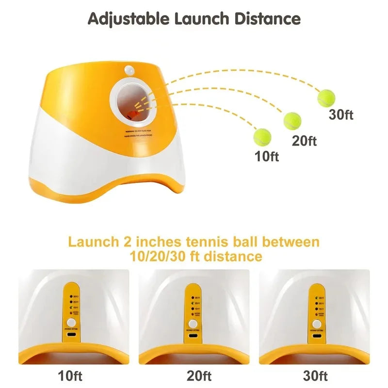 Automatic Dog Tennis Ball Launcher Dogs Chase Toys Automatic Fun Interactive Machine Fun Interactive Rechargable Catapult 6 Ball