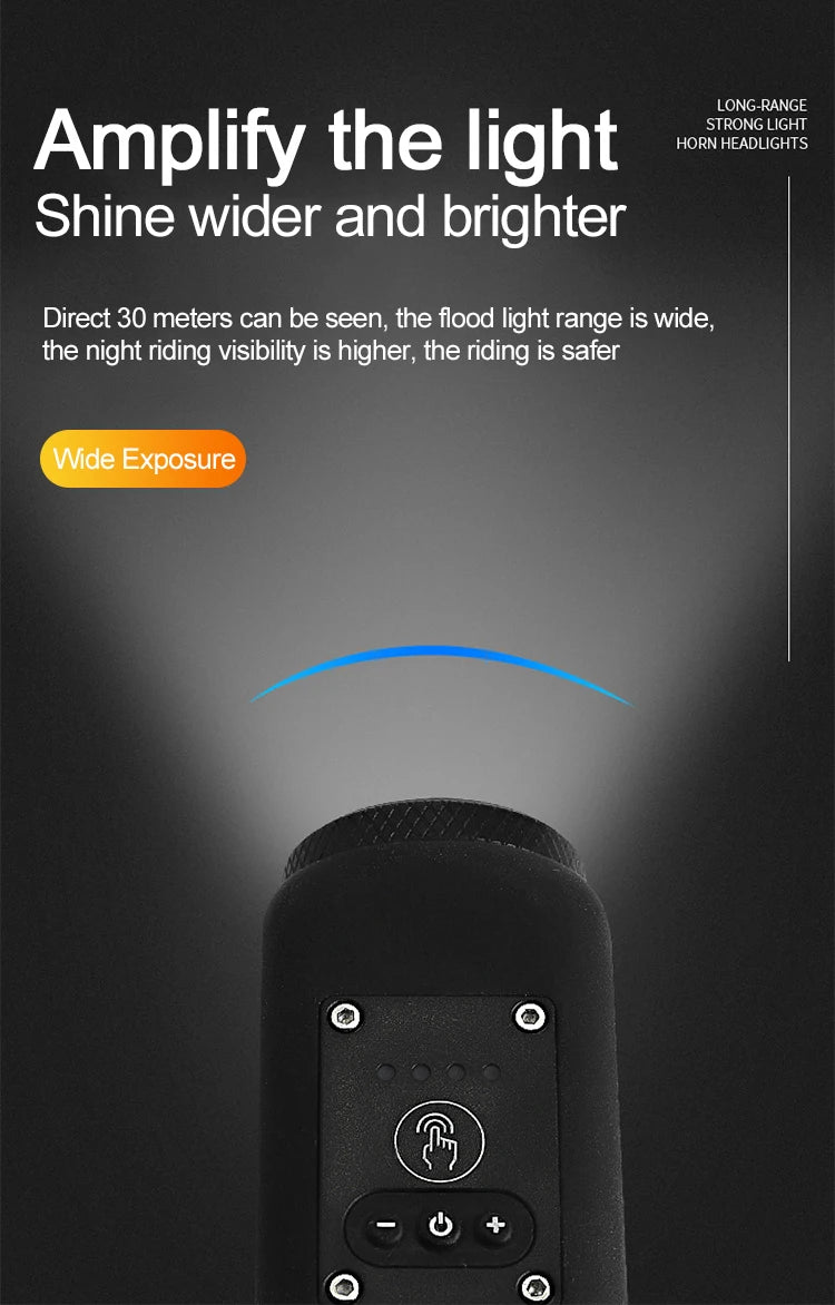 Bike Horn Light 110DB USB Rechargeable Bicycle Front Light Electric Bell Remote Control Horn Bike Light Night Cycling Accessorie