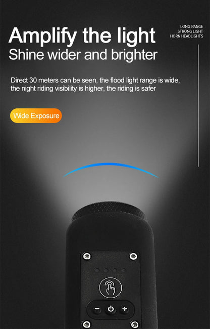 Bike Horn Light 110DB USB Rechargeable Bicycle Front Light Electric Bell Remote Control Horn Bike Light Night Cycling Accessorie