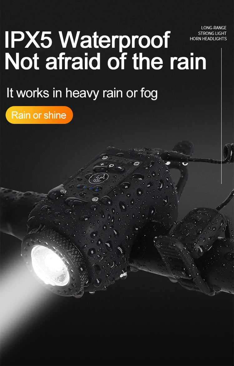 Bike Horn Light 110DB USB Rechargeable Bicycle Front Light Electric Bell Remote Control Horn Bike Light Night Cycling Accessorie