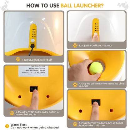 Automatic Dog Tennis Ball Launcher Dogs Chase Toys Automatic Fun Interactive Machine Fun Interactive Rechargable Catapult 6 Ball