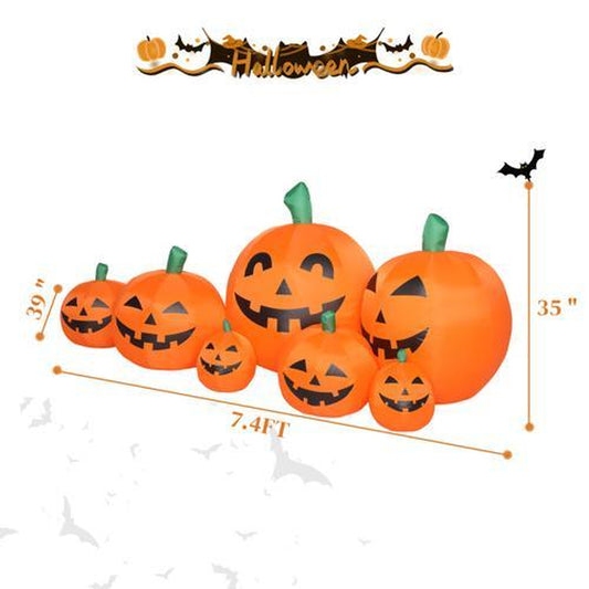 Outvita 7Ft Classic 7Pcs LED String Lights 7Pcs Pumpkin Inflatable Halloween Decoration
