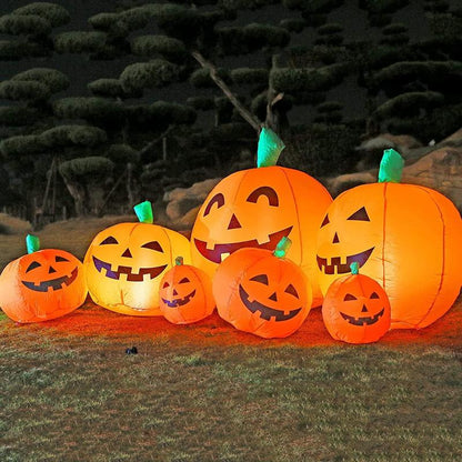 Outvita 7Ft Classic 7Pcs LED String Lights 7Pcs Pumpkin Inflatable Halloween Decoration