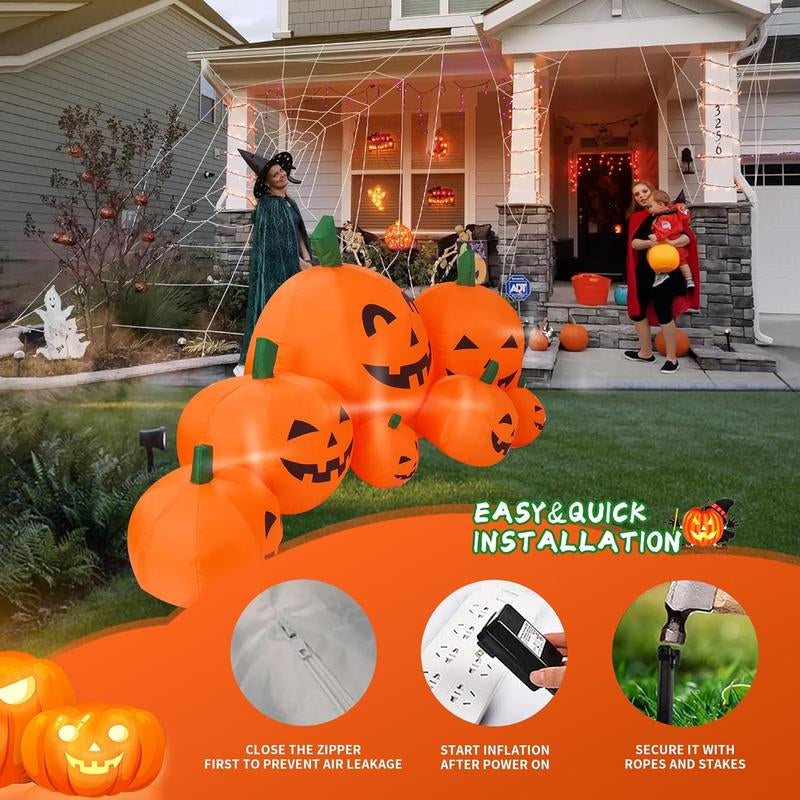 Outvita 7Ft Classic 7Pcs LED String Lights 7Pcs Pumpkin Inflatable Halloween Decoration